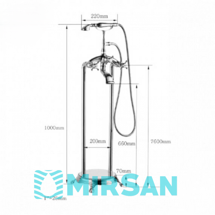 Підлоговий змішувач Veronis Chrome 02019