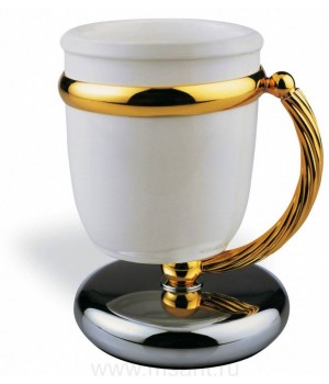 Настольный керамический стакан StilHaus Giunone G 718.02 хром/золото