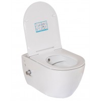 Унитаз подвесной безободковый City с функцией биде + крышка Bella Soft-Close Geberit + смеситель Aqua Rodos,Geberit
