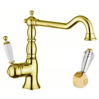 Смеситель для кухни Oxford с ручкой Сваровски золото Bugnatese Cucina OXDO6382 kristall