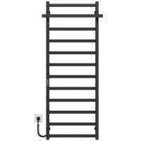 Рушникосушарка електрична Nicolе П12 500х1400 Deffi нержавіюча сталь (Чорний, JD04, Ліве підключення)