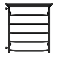 Рушникосушарка водяна Трапеція з полицею П6 500х600 Deffi нержавіюча сталь (Чорний, Бокове ліве підключення)