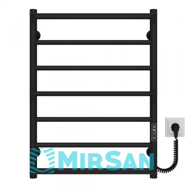 Рушникосушарка електрична Ladder П7 500х700 Deffi нержавіюча сталь (Чорний, JD03, Праве підключення)