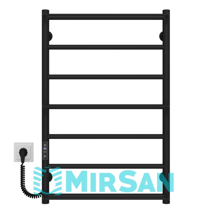 Рушникосушарка електрична Ladder П7 500х800 Deffi нержавіюча сталь (Чорний, JD03, Ліве підключення)