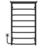 Рушникосушарка електрична Трапеція з полицею П8 500х900 Deffi нержавіюча сталь (Чорний, JD03, Ліве підключення)