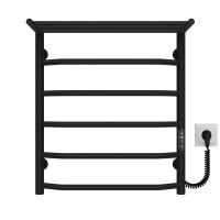 Рушникосушарка електрична Трапеція з полицею П6 500х600 Deffi нержавіюча сталь (Чорний, JD03, Праве підключення)