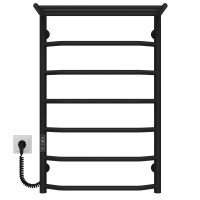 Рушникосушарка електрична Трапеція з полицею П7 500х800 Deffi нержавіюча сталь (Чорний, JD04, Ліве підключення)