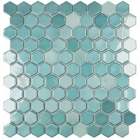 Мозаїка 31,5*31,5 Lux Turquoise Hex 6001H VIDREPUR