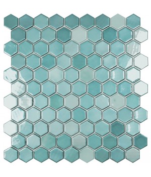 Мозаїка 31,5*31,5 Lux Turquoise Hex 6001H VIDREPUR