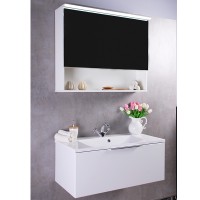 Шафа дзеркальна Okinava 900 білий Fancy Marble