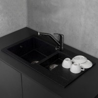 Мийка Fancy Marble Alabama 780x435x160 мм, світло-чорна