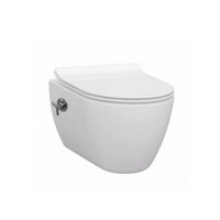 Чаша безободкового підвісного унітазу з функцією біде і вентилем Idevit Alfa 3104-2617 білий