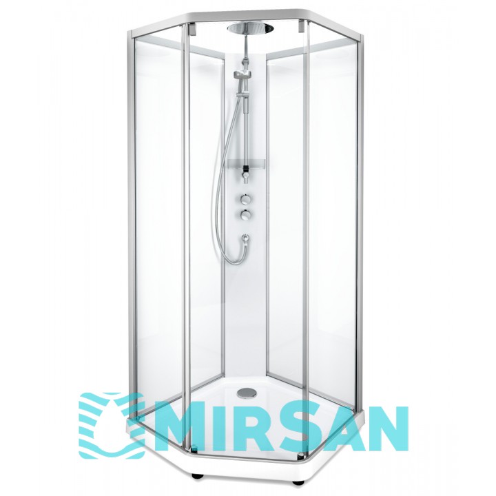 Передние стенки и дверь душевой кабины Ido Showerama 10-5 80*90см, серебряный профиль/прозрачное стекло
