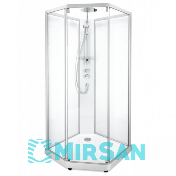 Душевая кабина Ido Showerama 10-5 Comfort пятиугольная 90*90см, профиль серебристый, прозрачное стекло/матовое стекло