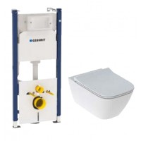 Інсталяція Geberit Duoﬁx Delta та підвісний унітаз KOLO Modo Pure  Rimfree + сидіння з кришкою, Slim,  Duroplast, soft-close