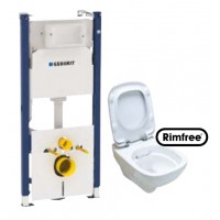 Інсталяція Geberit Duoﬁx Delta та підвісний унітаз KOLO Style Rimfree + сидіння з кришкою Duroplast, soft-close