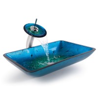 Стеклянная раковина Irruption Blue на столешницу GVR-204-RE-15mm Kraus