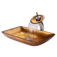 Стеклянная раковина Golden Pearl на столешницу GVR-210-RE-15mm Kraus