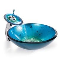 Стеклянная раковина Irruption Blue на столешницу GV-204-12mm Kraus