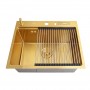 Мийка для кухні золота з нержавійки з PVD покриттям багатофункціональна Nett NG-5747