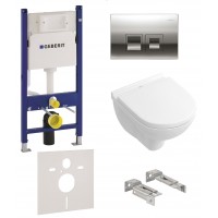 Инсталляция 4в1 Geberit Duofix 458.168.21.1 + Подвесной унитаз с крышкой Villeroy&Boch O.NOVO 5688НR01