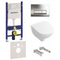 Инсталляция 4в1 Geberit Duofix 458.178.21.1 + Подвесной унитаз с крышкой Villeroy&Boch O.NOVO 5688НR01