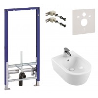 Инсталляция для биде 3в1 Geberit Duofix 111.520.00.1 + Подвесное биде Villeroy&Boch Avento 54050001