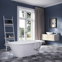 Ванна из камня РАА Deco Rim Silkstone с полотенцедержателем слева