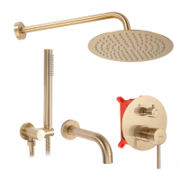 Душовий гарнітур REA LUNGO BRUSHED GOLD + BOX з виливом REA-P6609