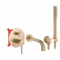 Змішувач для ванни і душу REA LUNGO BRUSHED GOLD + BOX прихованого монтажу REA-B7503