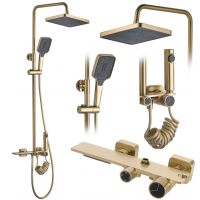 Душовий гарнітур REA HELIX BRUSHED GOLD з виливом REA-P6621