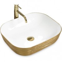 Умивальник (раковина) REA FLORIA GOLD / WHITE накладний REA-U0027