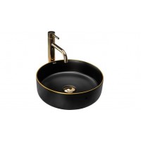Умивальник (раковина) REA SAMI BLACK MAT GOLD EDGE черний REA-U0595