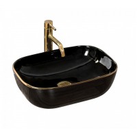 Умивальник (раковина) REA BELINDA BLACK/GOLD EDGE - на стільницю REA-U8796
