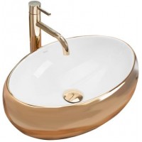 Умивальник (раковина) REA LINDA GOLD WHITE накладний REA-U1021