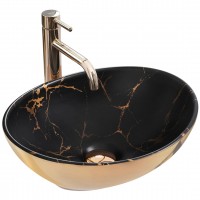 Умивальник (раковина) REA SOFIA IN MARBLE BLACK/GOLD - на стільницю REA-U8012