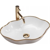 Умивальник (раковина) REA PEARL GOLD EDGE накладний білий REA-U0696