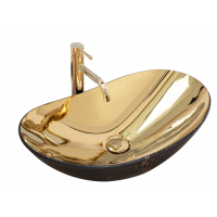 Умивальник (раковина) REA REA ROYAL IN GOLD MARBLE BLACK MATТ накладний REA-U8007
