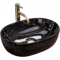 Умивальник (раковина) REA AMELIA BLACK MARBLE SHINY - на стільницю REA-U8000