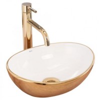 Умивальник (раковина) REA SOFIA GOLD / WHITE накладний білий / золотий REA-U0456