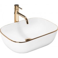 Умивальник (раковина) REA BELINDA GOLD EDGE накладний білий / золотий REA-U8736