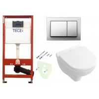 Инсталляция TECEbase kit 4в1 9400006 + Подвесной унитаз с крышкой Villeroy&Boch O.NOVO 5688НR01