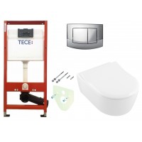 Инсталляция TECEbase kit 4в1 9400005 + Подвесной унитаз с крышкой Villeroy&Boch AVENTO 5656RS01