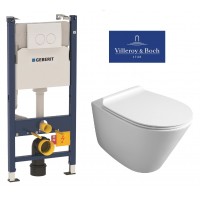 Подвесной унитаз Simas Gambassi GA18 с сидением и креплением+Инсталляция 3в1 Geberit Duofix 458.120.11.1