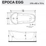 Акриловая ванна Treesse Epoca Egg 176х84xh75 см